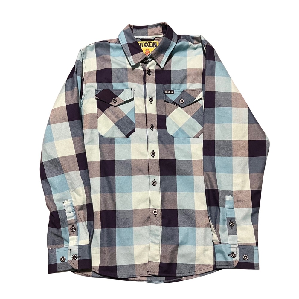 Dixxon Flannel Co Blue Balls Plaid Button Down Shirt Mens Medium Blue Navy